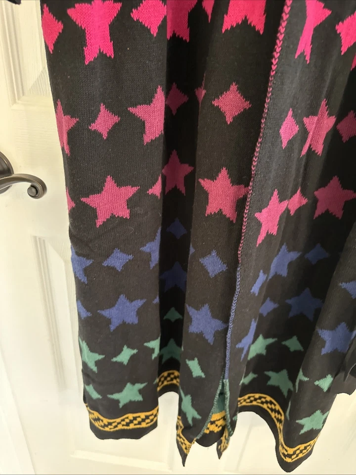 Modcloth Duster Cardigan Sweater Knit Open Belted LGBTQ+ Rainbow Star 1X NWT - Image 4 of 4