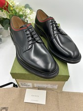 Men's Gucci Leather Red/Green Trimmed Derby Shoes Size 12.5 Made In Italy