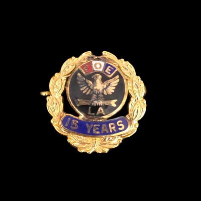 FOE Fraternal Order of Eagles Ladies Auxiliary 15 Years Lapel Pin Sterling 