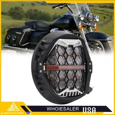 7 inch LED Headlight Hi/Low Amber DRL For Harley Touring Street Glide 2014-2023