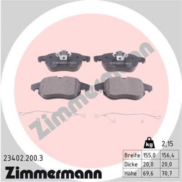Zimmermann BremsbeläGe Vorne FüR Opel Vectra C Caravan Saab 9-3 Cabriolet-image
