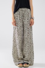 Elasticated Waist Straight Leg Pants in Leopard Print