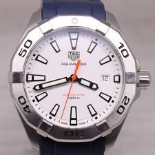 Tag Heuer Aquaracer WBD1111 41mm Steel Quartz Mens Divers Watch White Dial