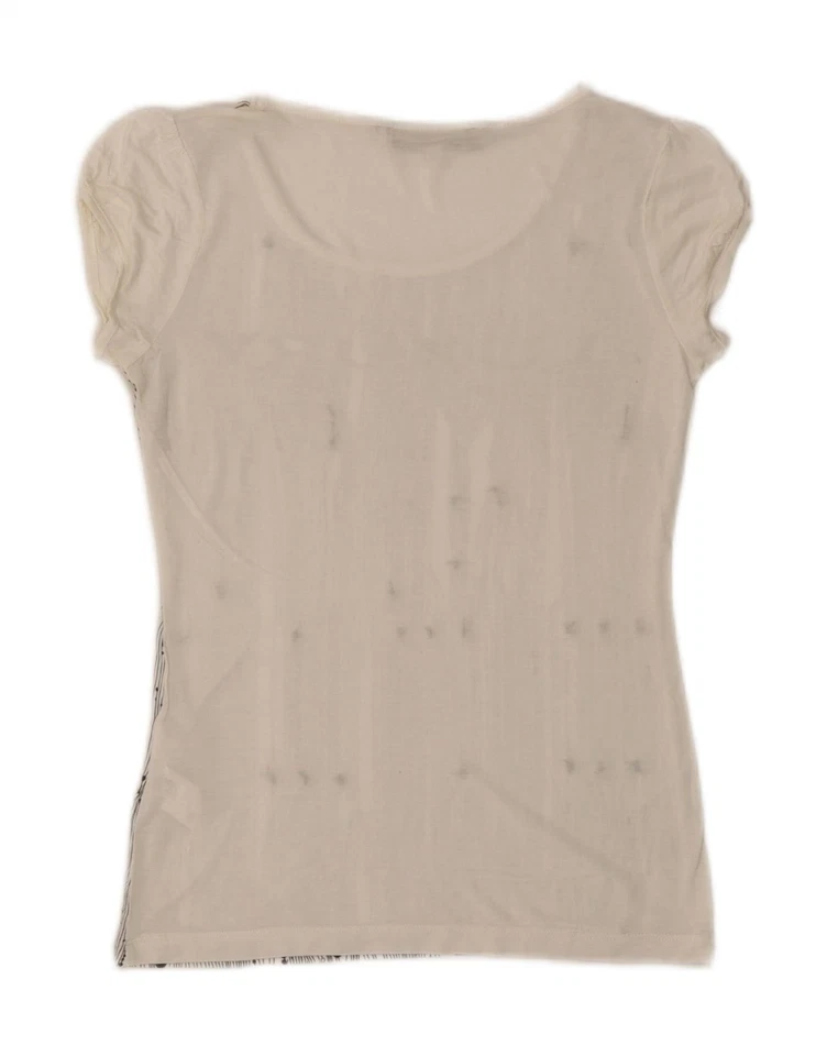 Camiseta gráfica feminina SILVIAN HEACH Reino Unido 10 pequena branca geométrica DX26 - Imagem 2 de 3