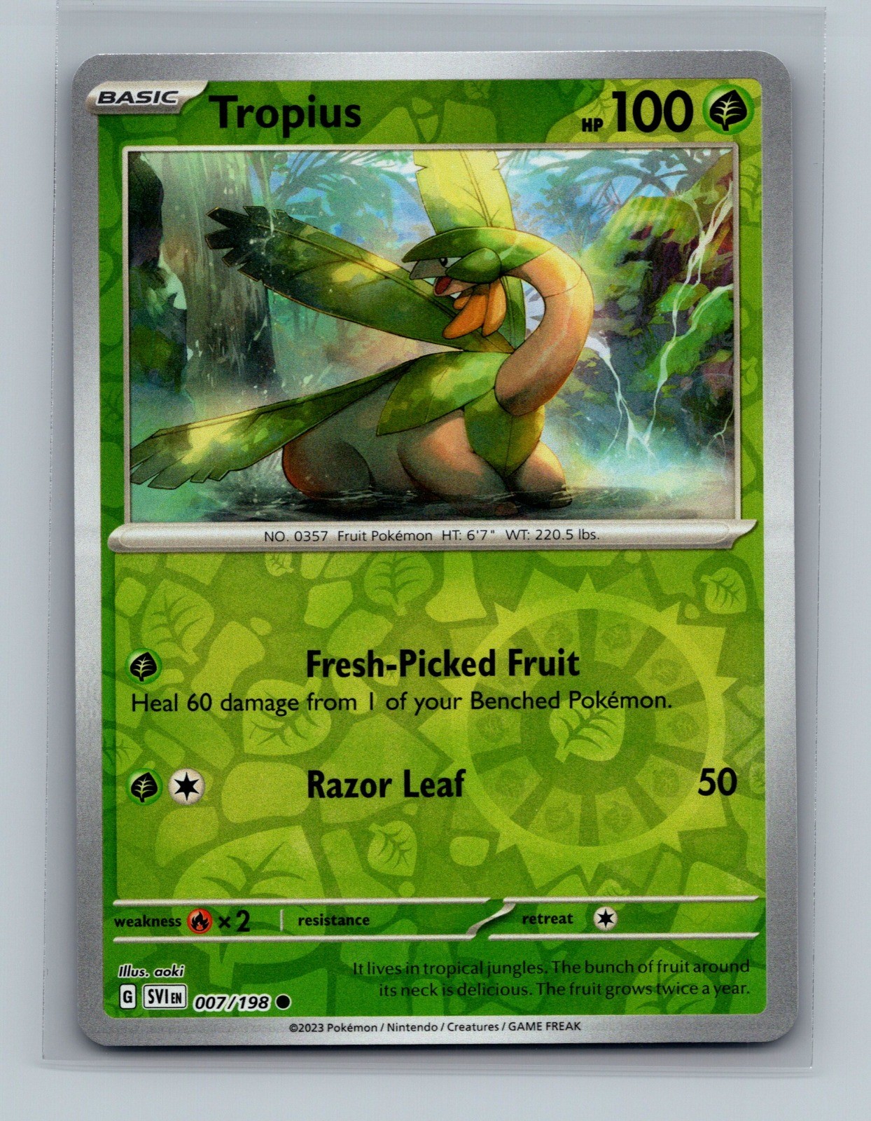 Tropius 007/198 Reverse Holo Scarlet & Violet Base Set Pokemon Card LP-NM