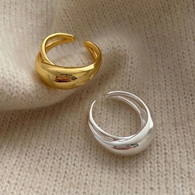 Smooth Surface Cross Ring Adjustable Open Geometric Minimalist Band Rings