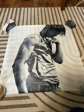 Wall-sized poster of Zac Efron looking dirty and wet - printed on silk paper