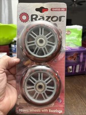 RAZOR 98mm Wheels with Bearings - Set of 2 - Item  134932-RD RED Scooter NEW