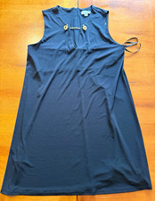 Calvin Klein Black Sleeveless V-Neck Solid Dress w/ Chain Hardware, Size 10