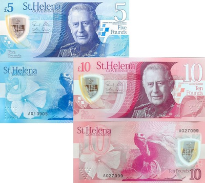 #ad #ad St. Helena SET 2 UNC 5 10 Pounds 2026 Polymer P 14 15 New King Charles III $77.88