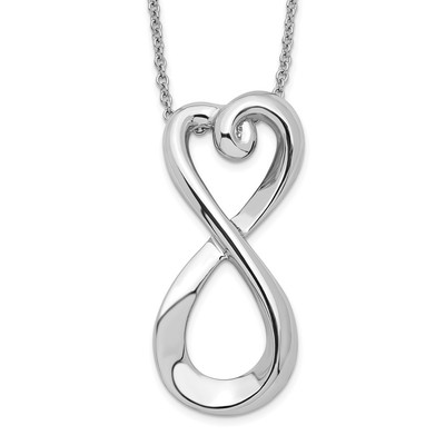 Sterling Silber rhodiniert poliert unendliche Liebe Anhänger Halskette 18''