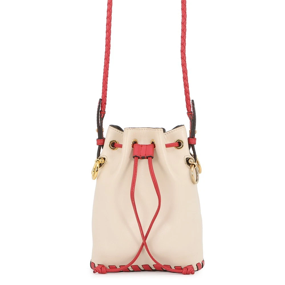 Fendi — FENDI Mini Montresor 2WAY Bag Leather Ivory/Red 8BS010