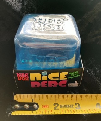 Schylling NEEDOH Nice Berg Blue XL Giant  Solid Squish Cube New/Sealed In Stock!