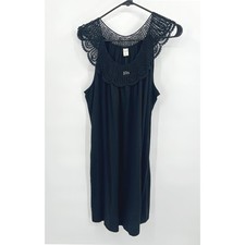 NWT Crochet Lace Bib Shift Dress L Black Whimsigoth Cottagecore Boho Romantic