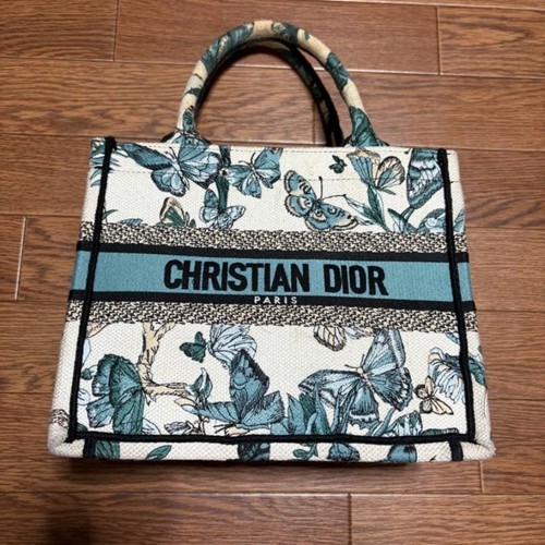 Christian Dior Book Tote Small Blue Butterfly Embroidered Canvas Bag 50-MA-0149