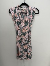 Loft Pink Ruffle Sleeve Tropical Dress Size Xs