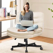 EXRACING Criss Cross Chair with Wheels Armless Cross Legged Office Chair Wide...