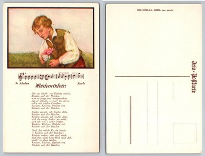 Heidenröslein Schubert Goethe Art Postcard IRIS-Verlag Wien Boy Flower Poem