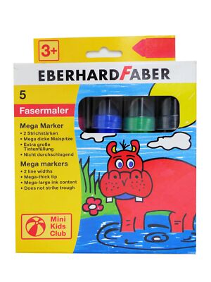 Eberhard Faber 5 Fasermaler Mega Marker 2 Strichstärken Mega dicke Malspitze