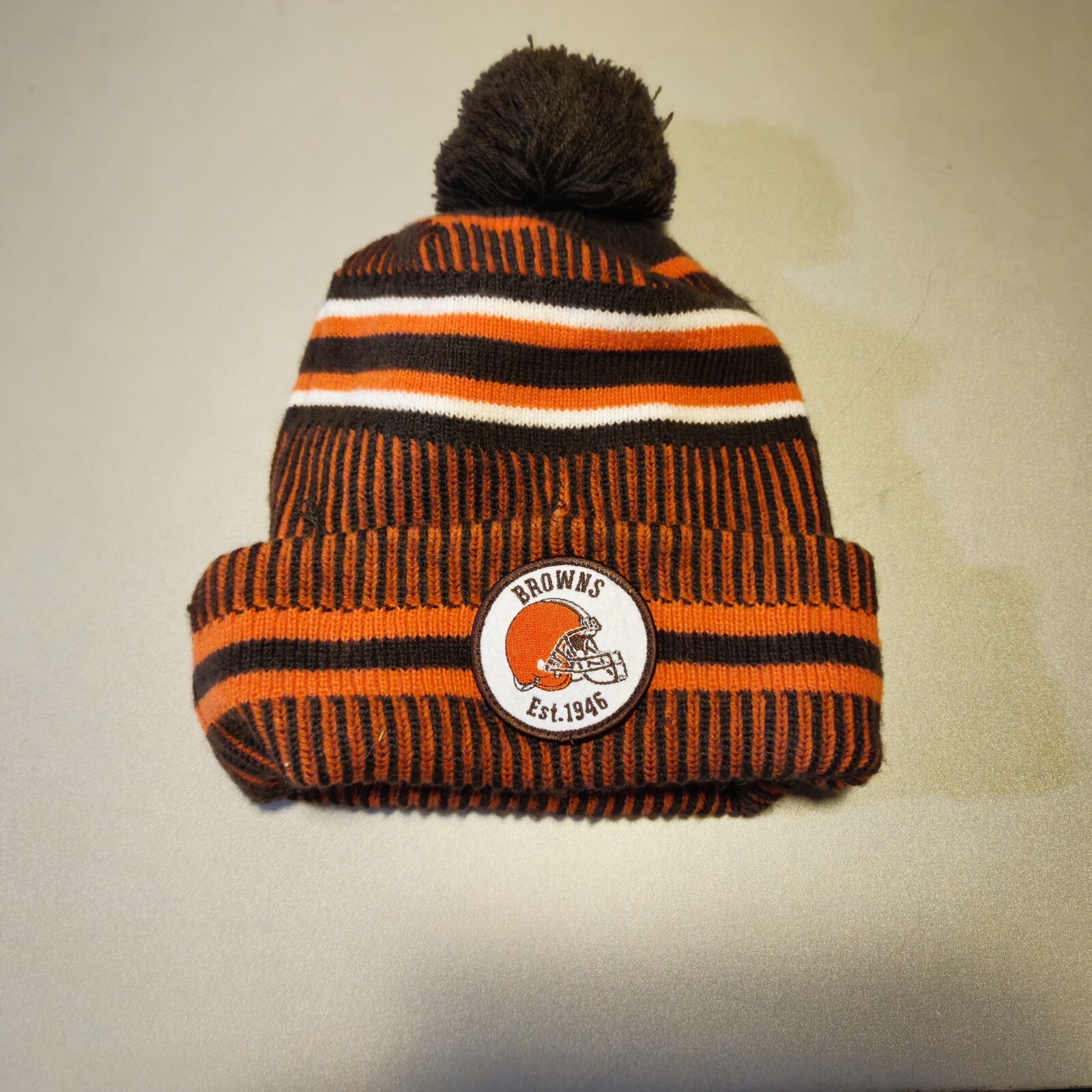 Cleveland Browns Brown/Orange Hat Pom Pom Beanie One Size Fits Most