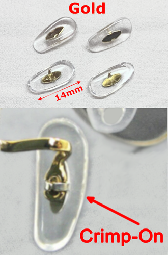 😎 2 Pair Clip-On Nose Pads for Ray Ban Oliver Peoples Glasses,Gold Crimp, 14mm - Picture 9 of 12