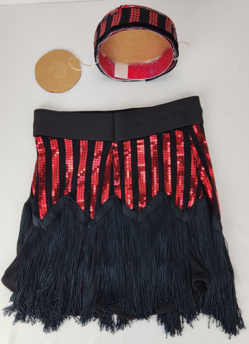 Rocky Horror Picture Show Trixie Usherette Costume Red Black Pillbox Hat Skirt - Picture 10 of 15