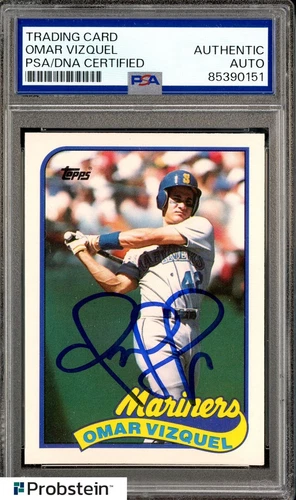 Omar Vizquel Mariners Signed 1989 Topps Traded #122T RC Rookie PSA/DNA AUTO