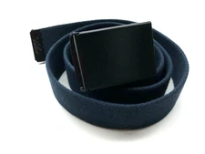 Falari Webbed Canvas Belt Blue Mens OS Up To 38" Black Metal Buckle 1 1/2"
