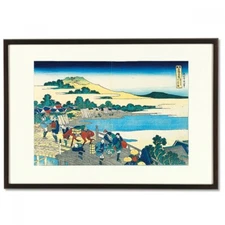 Hokusai Woodblock Print - Fukui Bridge - A famous Japanese bridge view