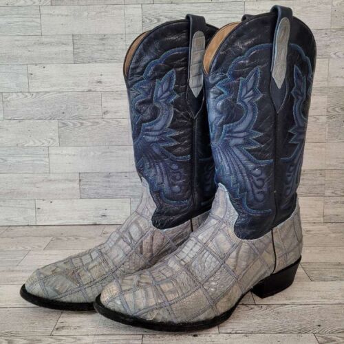 Herren Corral Western Blau Patchwork Kaiman Leder Rodeo Cowboy Stiefel Größe 9,5 - Bild 2 von 9