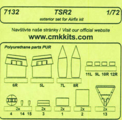 Cmk 129-7132 - 1:72 TSR 2 - Exterior Set for Airfix Kit - New