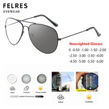 Metal Photochromic Nearsighted Glasses For Women Oval Fashion Myopia Sunglasses