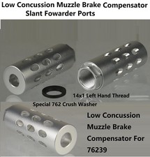 Aluminum Silve Slant Port Low Concussion Muzzle Brake Compensator 14x1 Left Hand