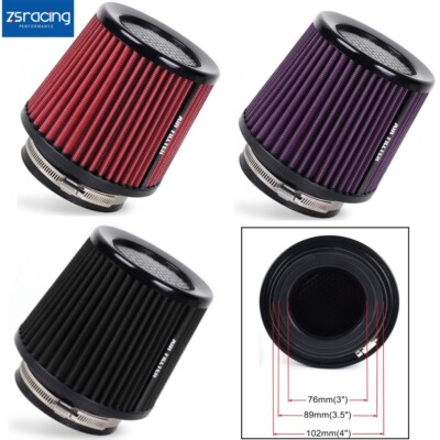 RED High Performance Cold Air Intake Air Filter 3'', 3.5'', 4'' Inlet, 6.5'' Tall