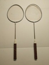 Pair Of Vintage Permalast E Tempered Steel Badminton Rackets Made In Taiwan
