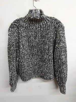 Mango Women's Thick Chunky Knitted Braided Sweater Oversized High Collar Size M