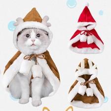 Pet Christmas Cloak Puppy Dog Cat Costume Star Pompoms Decoration Button Cape