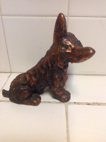 Statuina vintage cane scozzese in rame taglia media firmata alta 7" - Foto 4 di 12