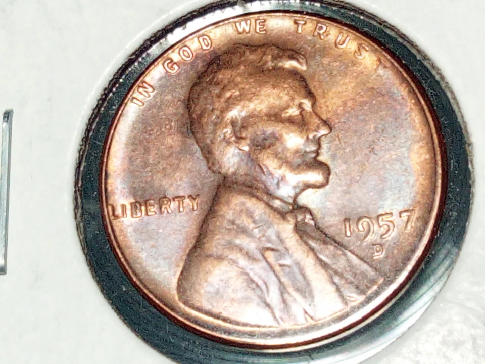 Mint Error Coin DDO 1957 Denver Lincoln Wheat Ear Red 1c Cent Uncirculated  - Image 3 of 4
