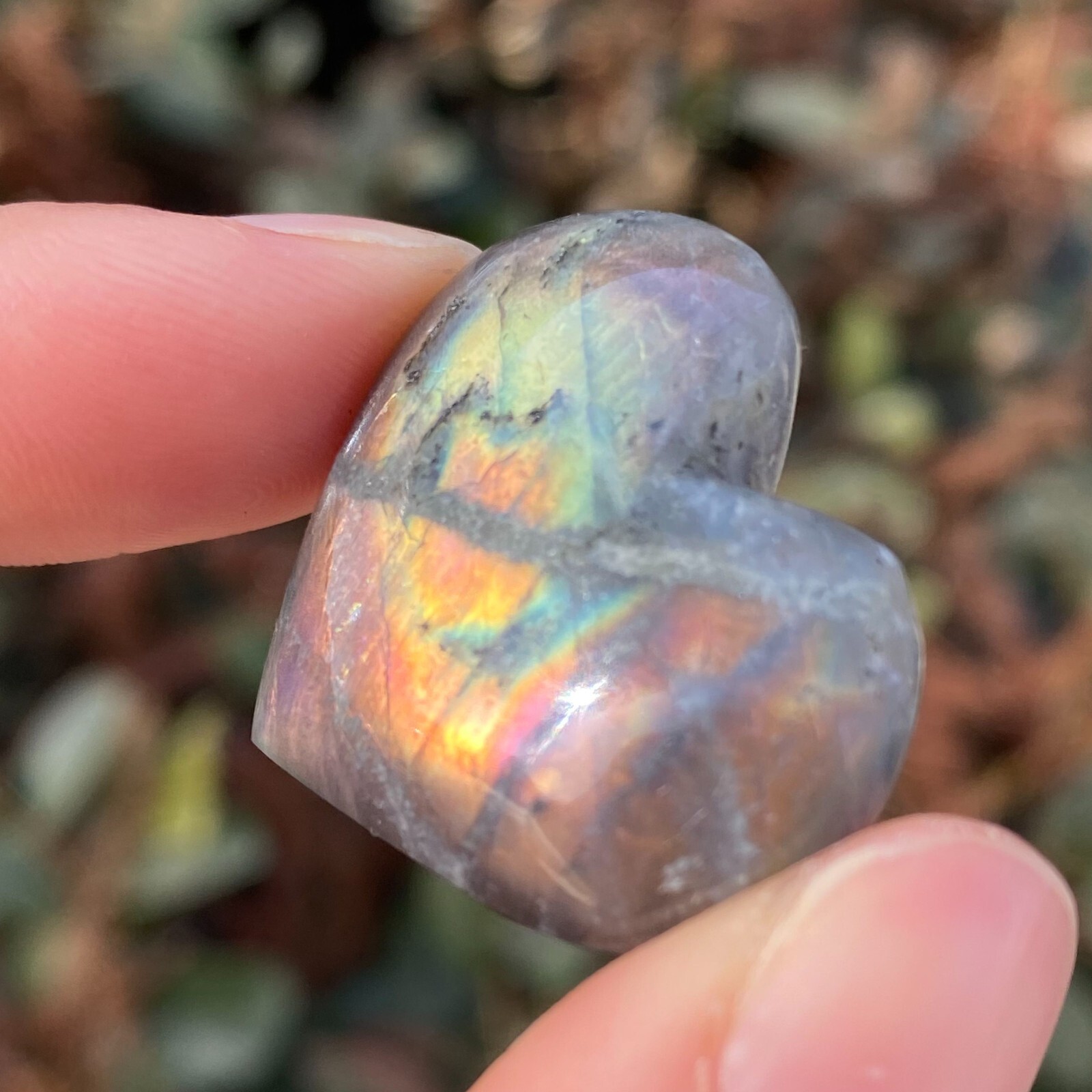9g Natural Flashy Rainbow Labradorite Heart Crystal Quartz Healing Reiki