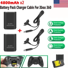 2x 4800mAH Battery Pack USB Charger Cable Dock For Xbox 360 Wireless Controller*