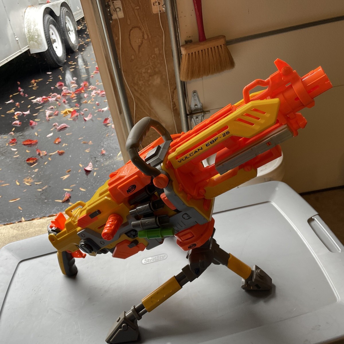 Nerf N-Strike Vulcan EBF-25 Dart Blaster & Tripod With Magazine | eBay