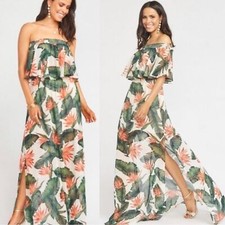 Show Me Your MuMu NWT Hacienda Maxi Dress in Paradise Found Chiffon, Sz XS