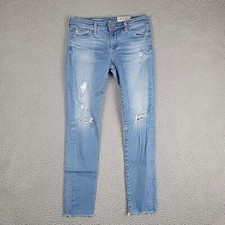 Adriano Goldschmied Jeans Women's 28R Blue Super Skinny Ankle Raw Hem Distressed