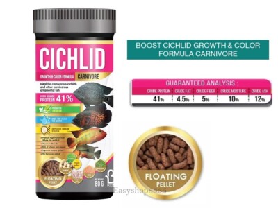 Boost Cichlid Fish Food Color & Growth For Carnivore Floating Pellets 80g