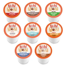 Bean Around The World Variety Pack Flavored Coffee Pods,Keurig compatible,40 CT
