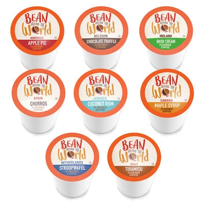 Bean Around The World Variety Pack Flavored Coffee Pods,Keurig compatible,40 CT