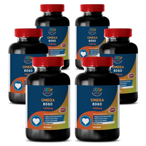 Natural Omega3 6 9 Fish Oil 8060 DHA / EPA 1500mg 6 Bottles, 360