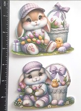 Lot of 2 Easter Bunny Boys Baskets Chicks Eggs SINGLE LAYER Embellishments 420