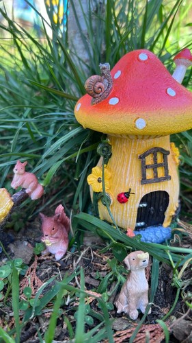 Fairy Garden Accessories Garden Fairy Rabbits and Dog with Mushroom House - Picture 10 of 10